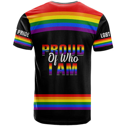 Pride Month LGBT T-Shirt Proud Of Who I Am Black Graphic Tee