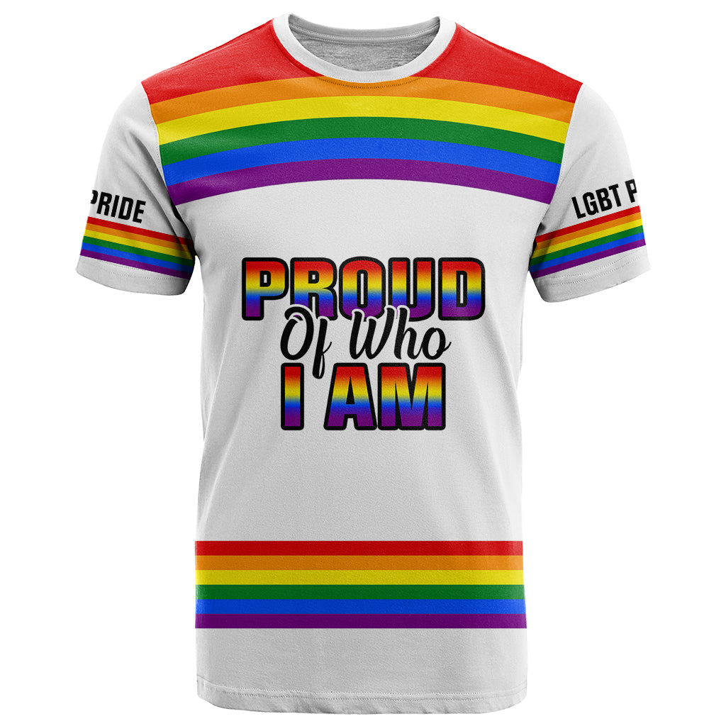 Pride Month LGBT T-Shirt Proud Of Who I Am White Graphic Tee