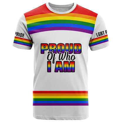 Pride Month LGBT T-Shirt Proud Of Who I Am White Graphic Tee