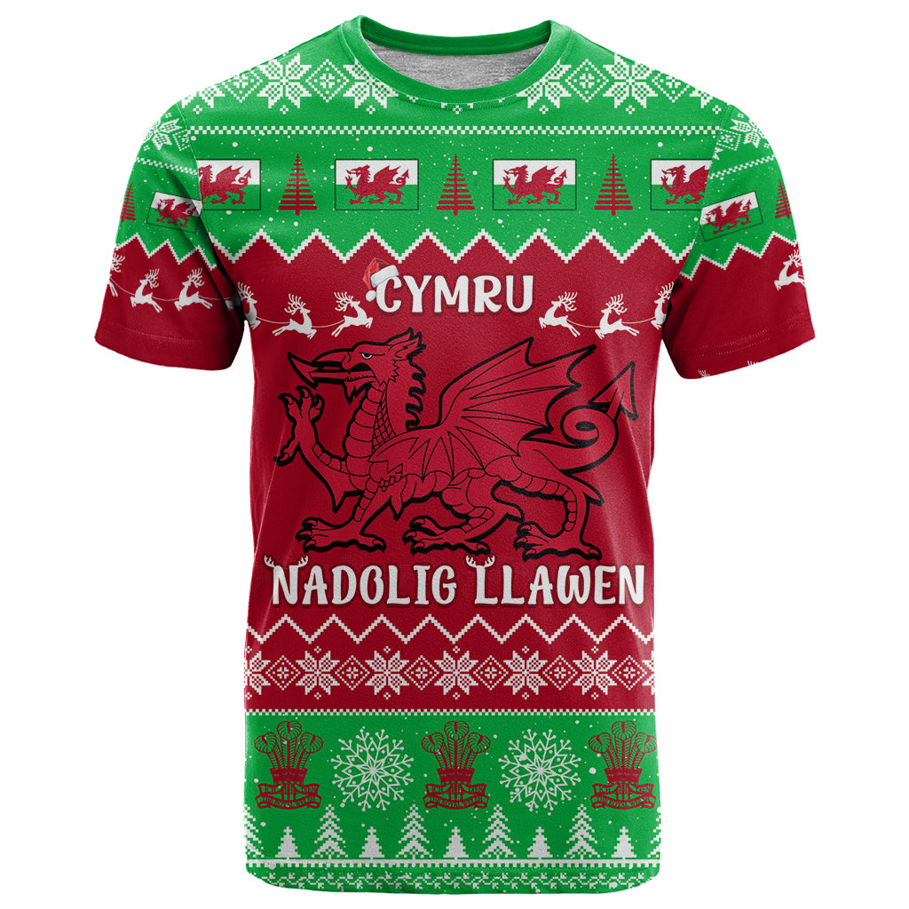 Personalised Wales Christmas T-Shirt Nadolig Llawen Cymru Unique Version Graphic Tee