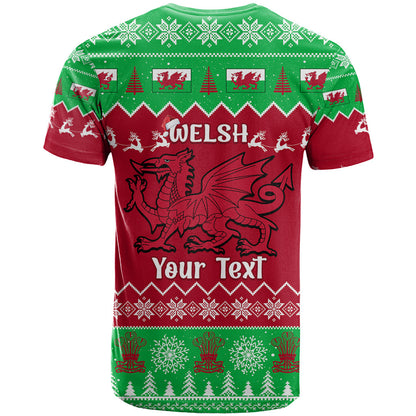 Personalised Wales Christmas T-Shirt Nadolig Llawen Cymru Unique Version Graphic Tee
