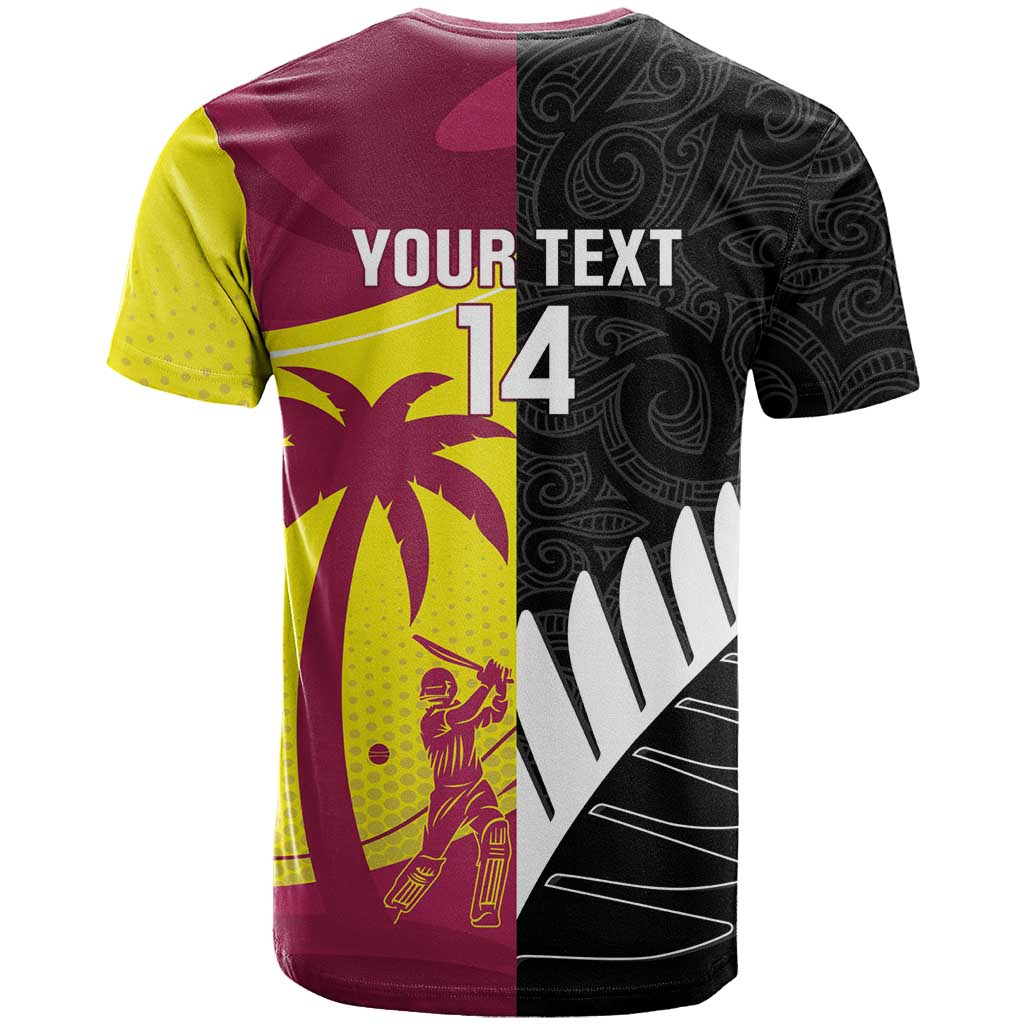 New Zealand and West Indies Cricket Custom T-Shirt Black Cap Windies Together Graphic Tee