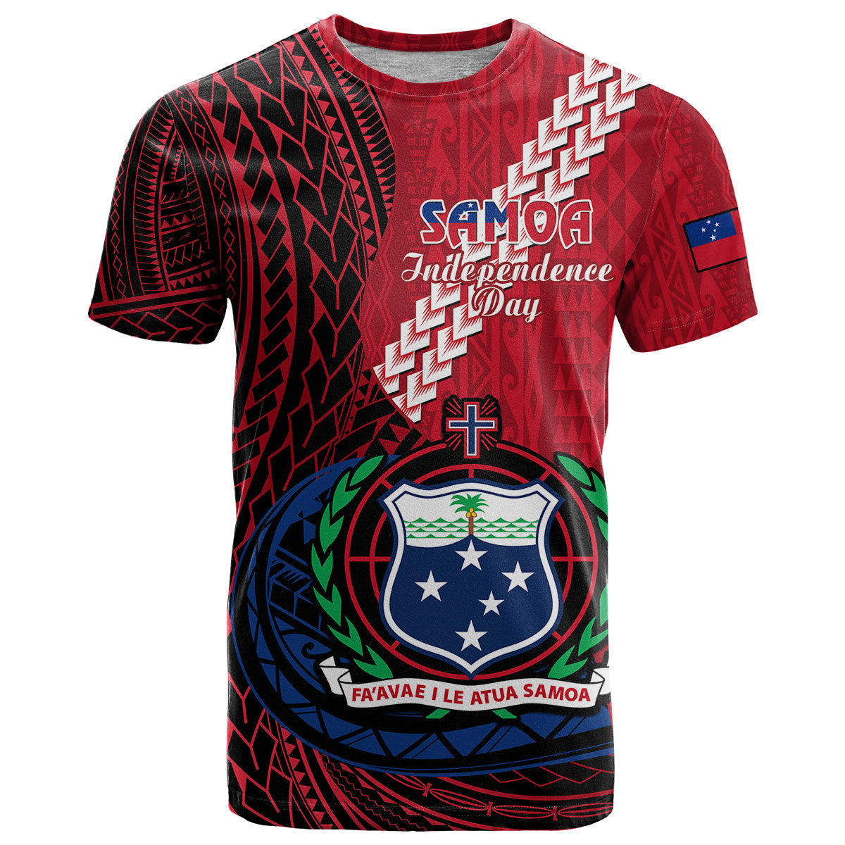 Samoa T-Shirt Happy Independence Day Samoan Red Pattern Graphic Tee