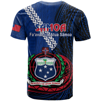 Samoa T-Shirt Happy Independence Day Samoan Blue Pattern Graphic Tee