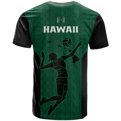 Hawaii VolleybT-Shirt Hawaiian Kakau Green Style Graphic Tee