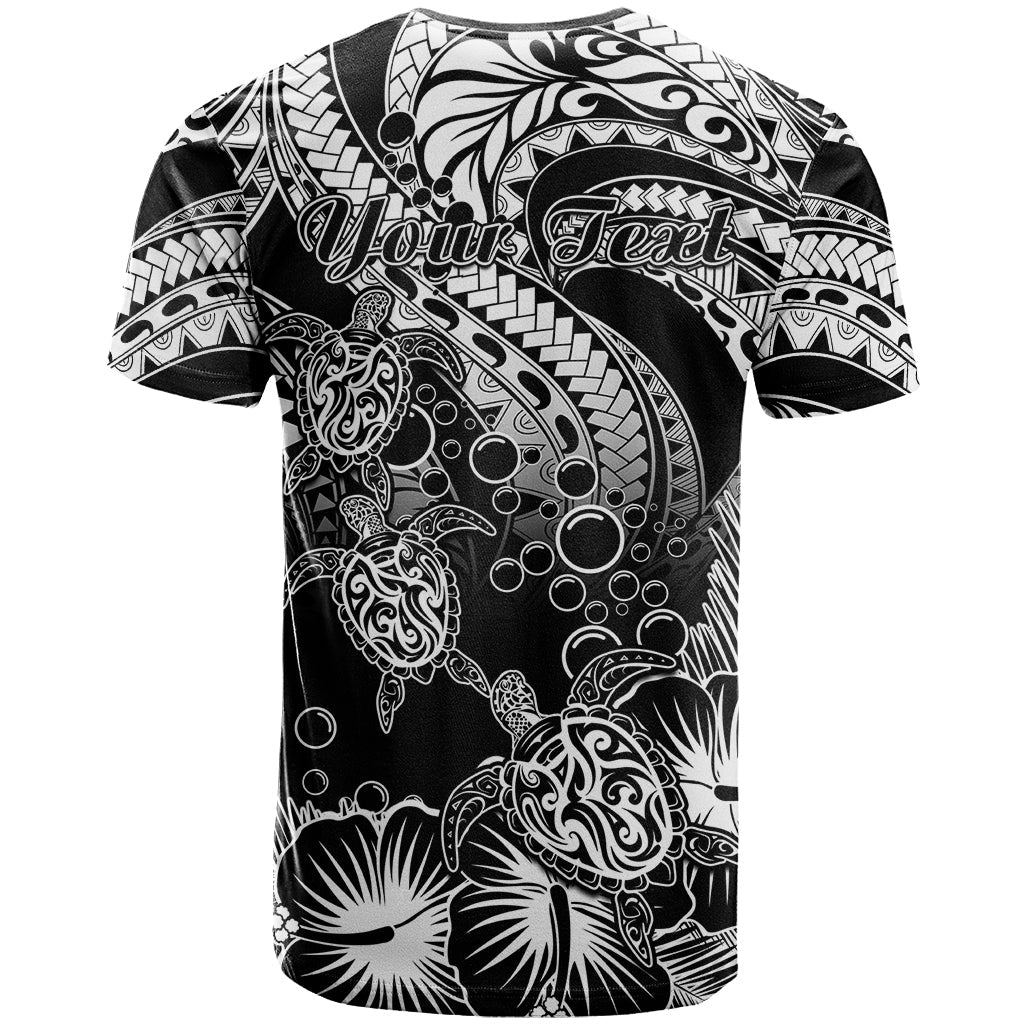 Personalised Polynesian T-Shirt Tribal Honu Turtle with Hibiscus White Version Graphic Tee