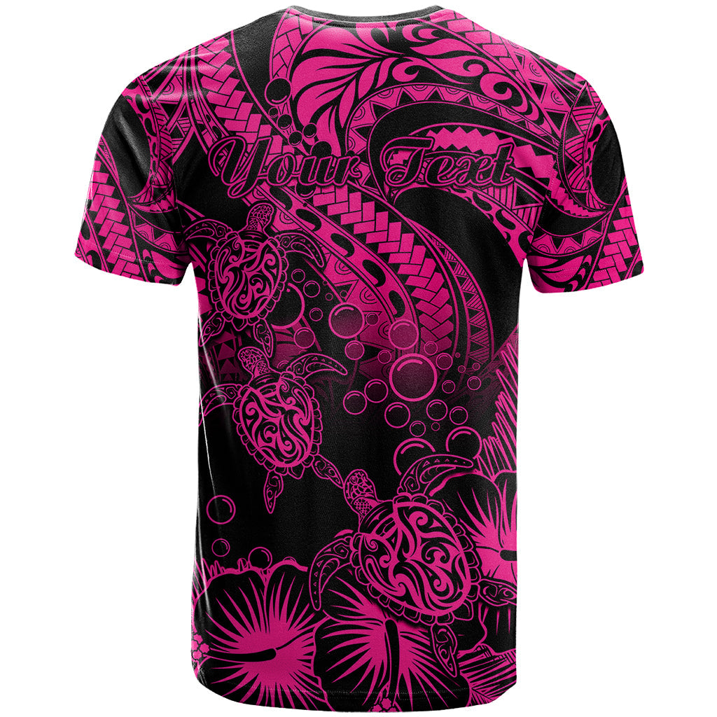 Personalised Polynesian T-Shirt Tribal Honu Turtle with Hibiscus Pink Version Graphic Tee