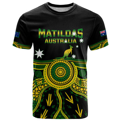 Personalised Australia Soccer T-Shirt Aboriginal Go Matildas World Cup Graphic Tee