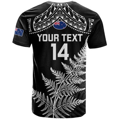 Personalised New Zealand Silver Fern Rugby T-Shirt Go All Black World Cup Graphic Tee