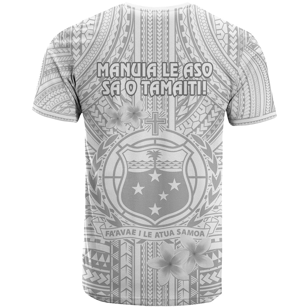 Samoa White Sunday T-Shirt Manuia le Aso Sa o Tamaiti Polynesian Plumeria Graphic Tee
