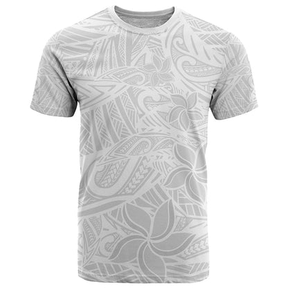 Polynesia White Sunday T-Shirt Polynesian Pattern With Tropical Flowers Graphic Tee
