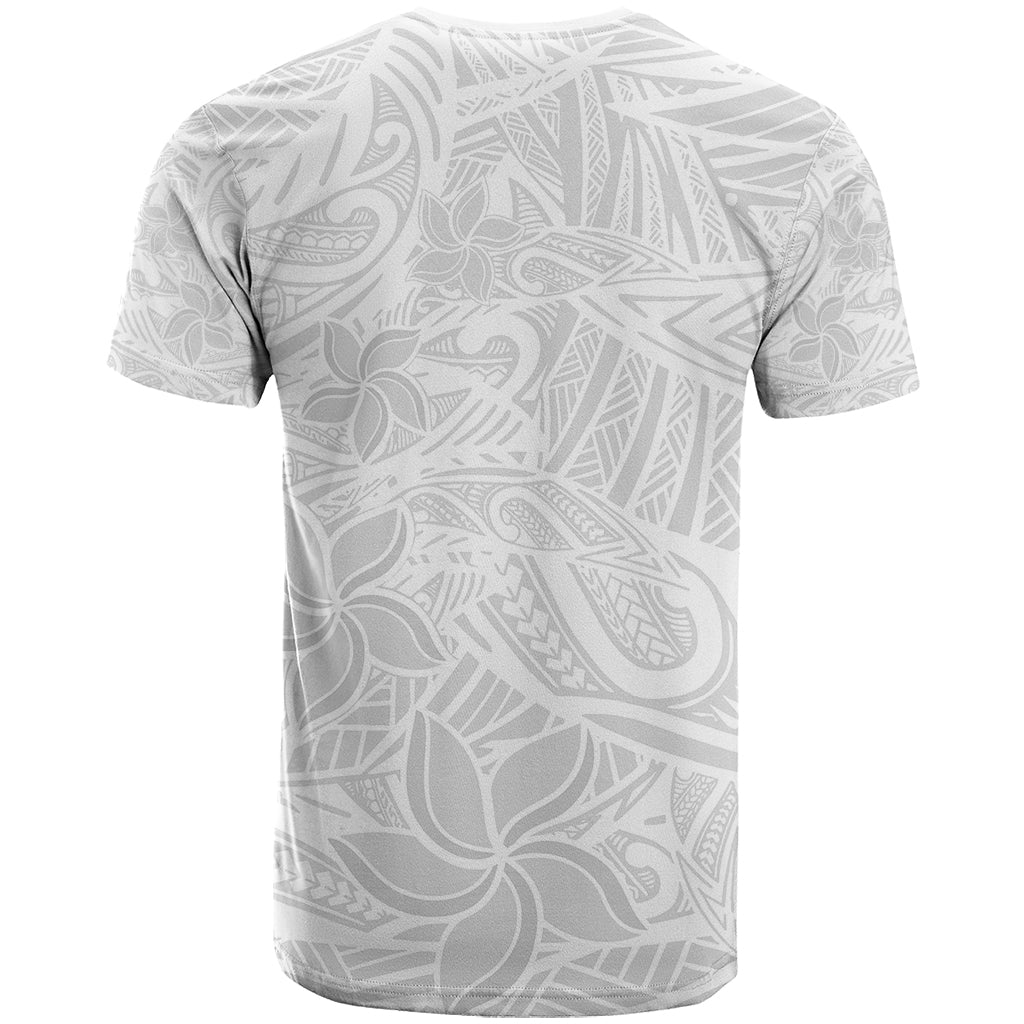 Polynesia White Sunday T-Shirt Polynesian Pattern With Tropical Flowers Graphic Tee