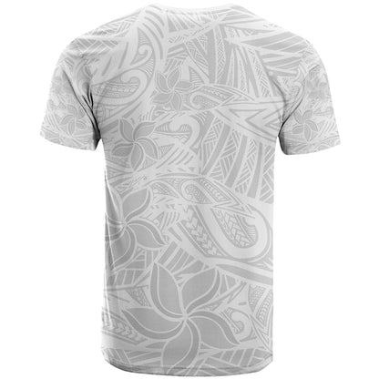Polynesia White Sunday T-Shirt Polynesian Pattern With Tropical Flowers Graphic Tee