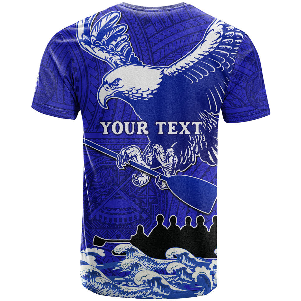 Personalised American Samoa Fautasi Race T-Shirt Eagle With Polynesian Pattern Graphic Tee