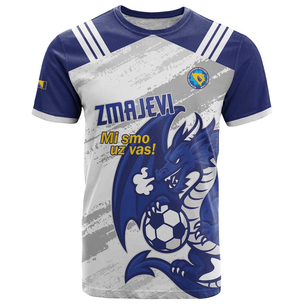 Bosnia and Herzegovina Football Custom T-Shirt Go Zmajevi Mi smo uz vas White Version Graphic Tee
