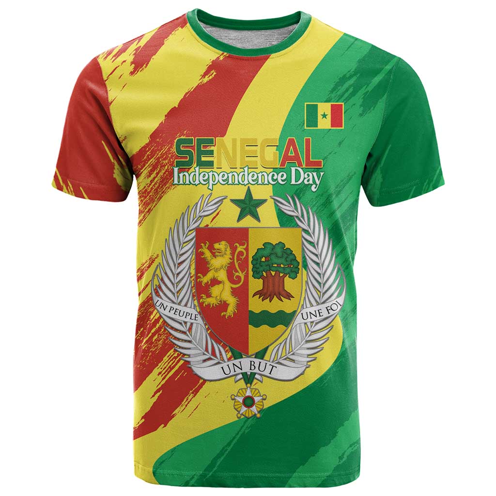Senegal Independence Day T-Shirt Coat Of Arms Grunge Style Graphic Tee