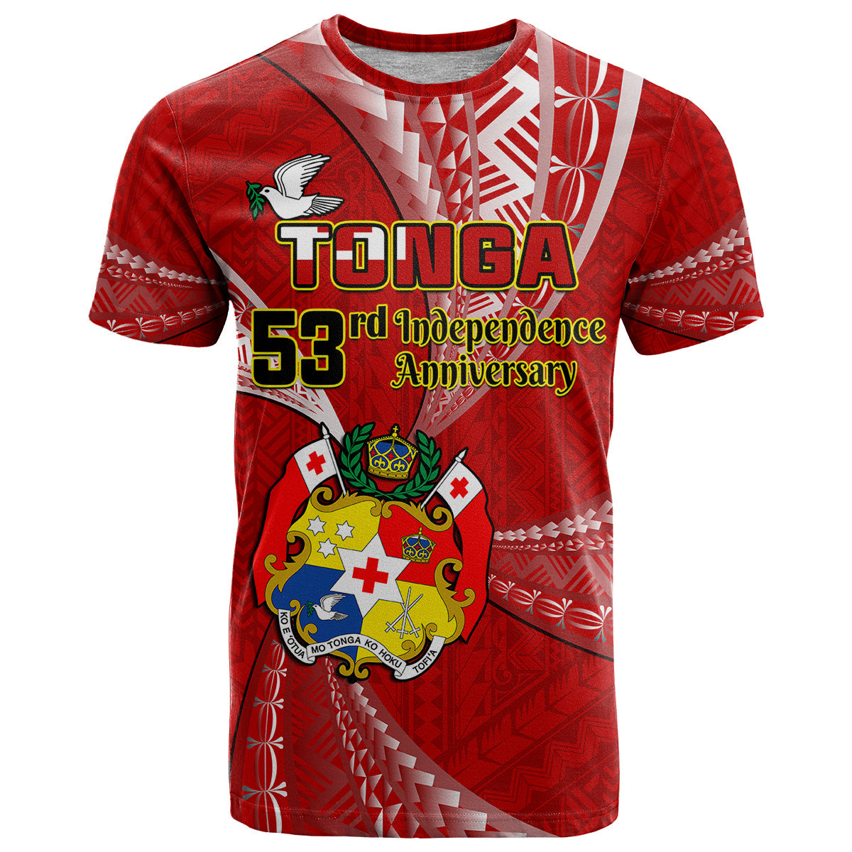 Tonga T-Shirt Happy 53rd Independence Anniversary Tongan Pattern Graphic Tee