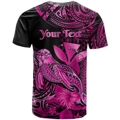Custom Hawaii Monk Seal T-Shirt Polynesian Kakau With Kanaka Pink Graphic Tee