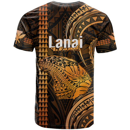 Polynesian Hawaiian Islands T-Shirt Lani Map Gold Kanaka With Kakau Graphic Tee