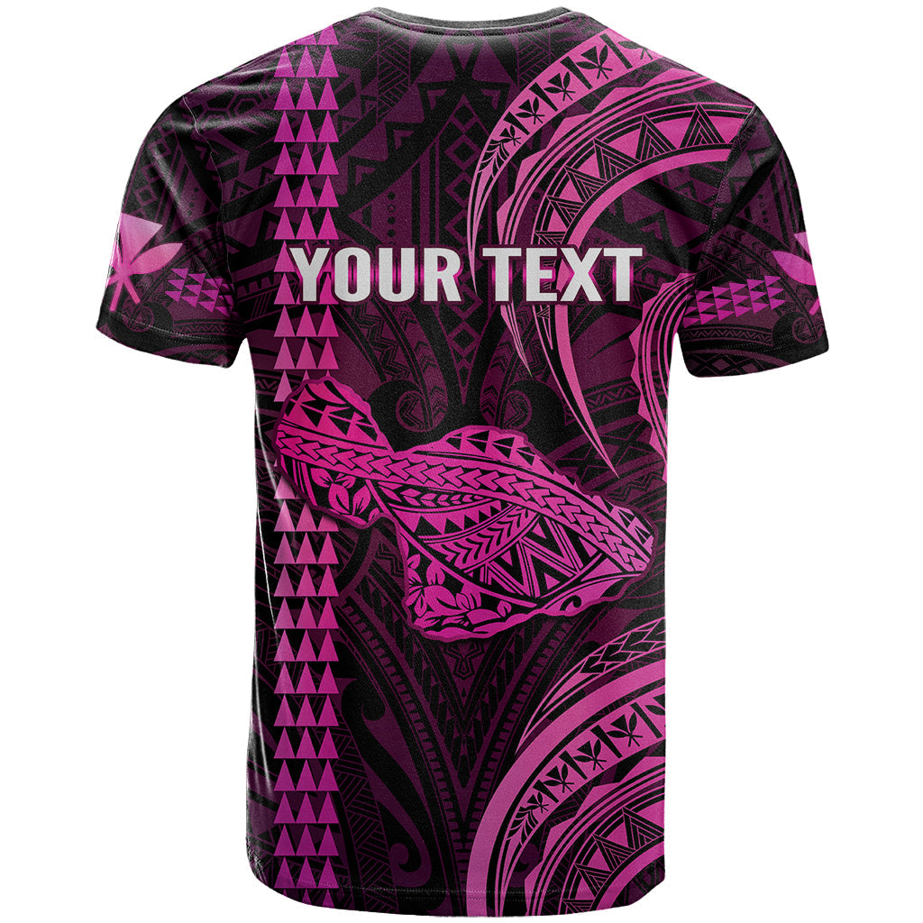 Personalised Hawaiian Islands T-Shirt Maui Map Pink Kanaka With Kakau Graphic Tee