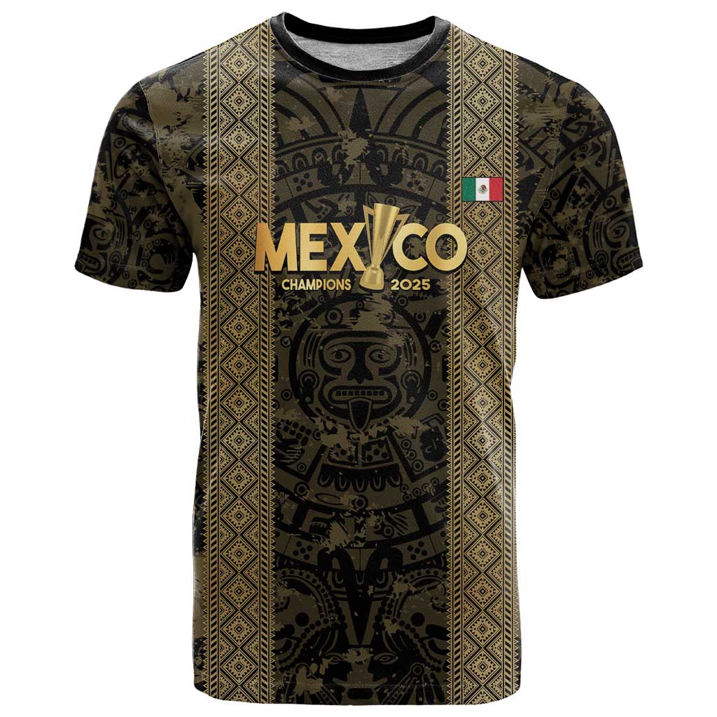 Custom Mexico Football T-Shirt 2025 El Tri Champions Gold Color Graphic Tee
