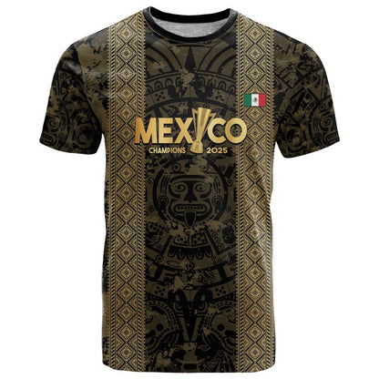 Custom Mexico Football T-Shirt 2025 El Tri Champions Gold Color Graphic Tee