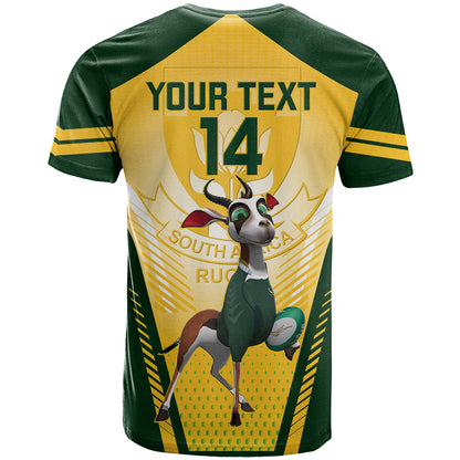 Custom South Africa Rugby T-Shirt World Cup Springboks Mascot Graphic Tee