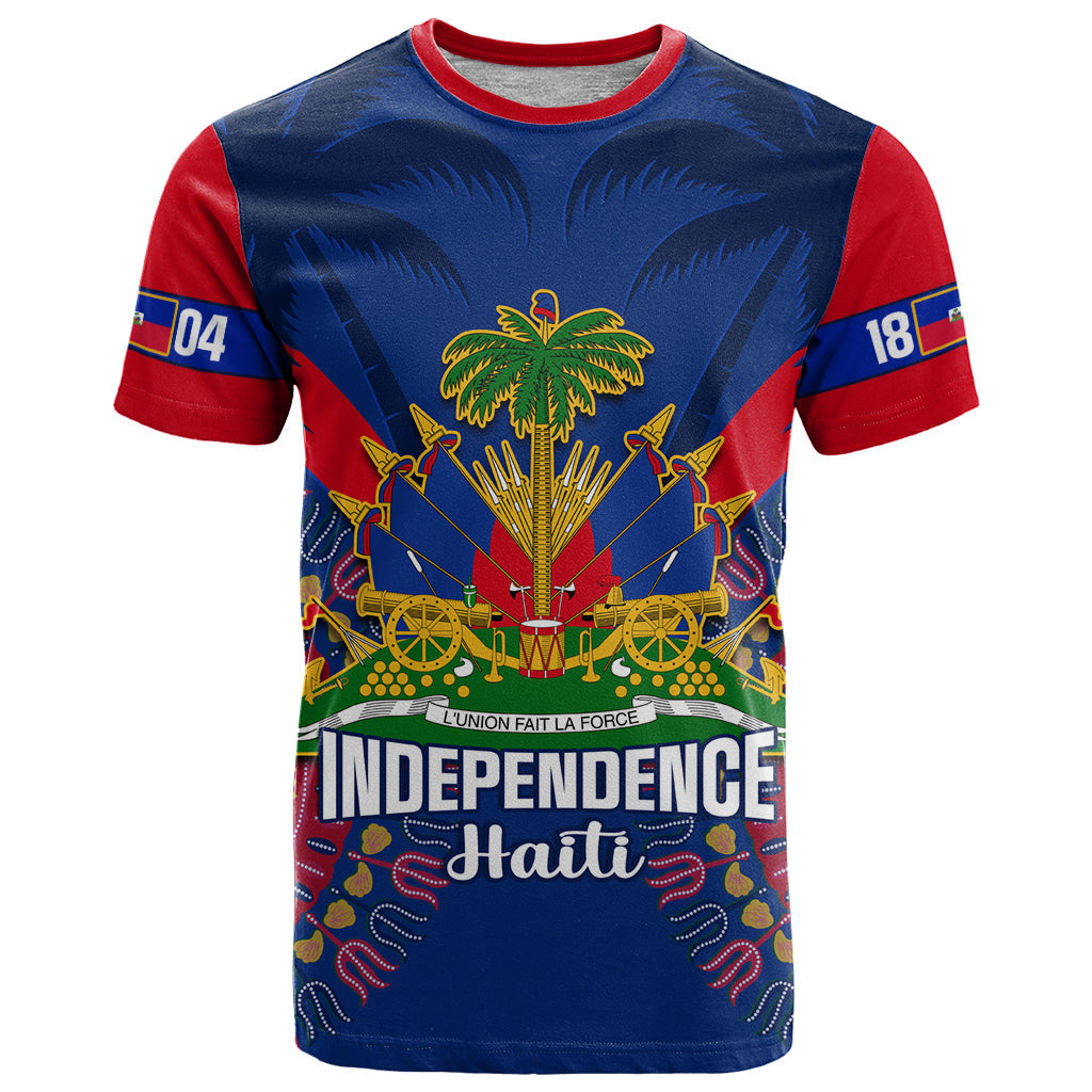 Personalised Haiti Independence Day T-Shirt Ayiti 220th Anniversary With Dashiki Pattern Graphic Tee