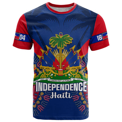 Personalised Haiti Independence Day T-Shirt Ayiti 220th Anniversary With Dashiki Pattern Graphic Tee