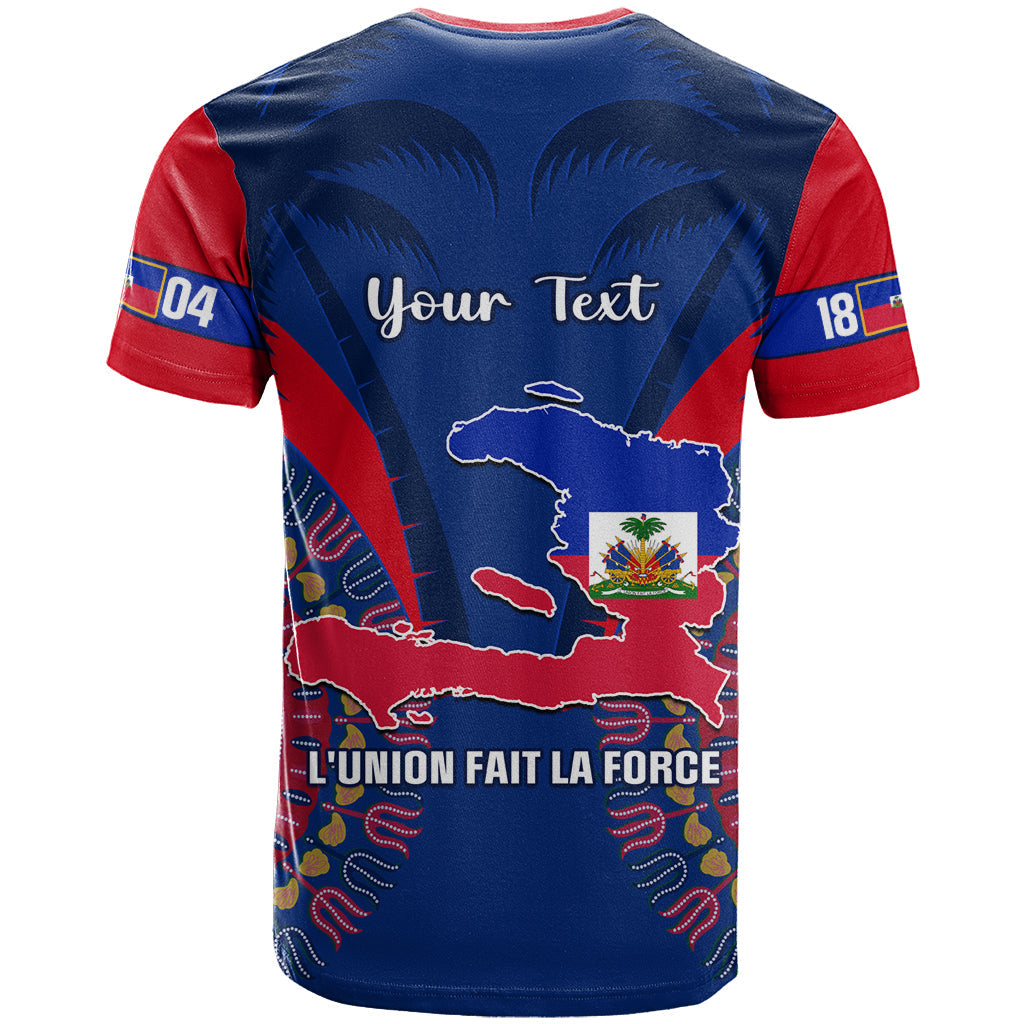 Personalised Haiti Independence Day T-Shirt Ayiti 220th Anniversary With Dashiki Pattern Graphic Tee