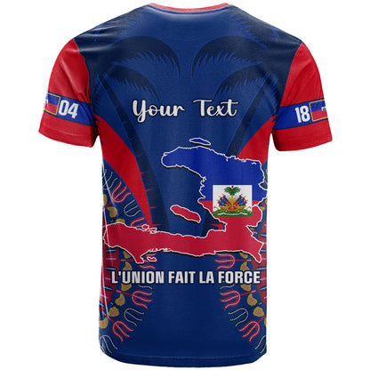 Personalised Haiti Independence Day T-Shirt Ayiti 220th Anniversary With Dashiki Pattern Graphic Tee