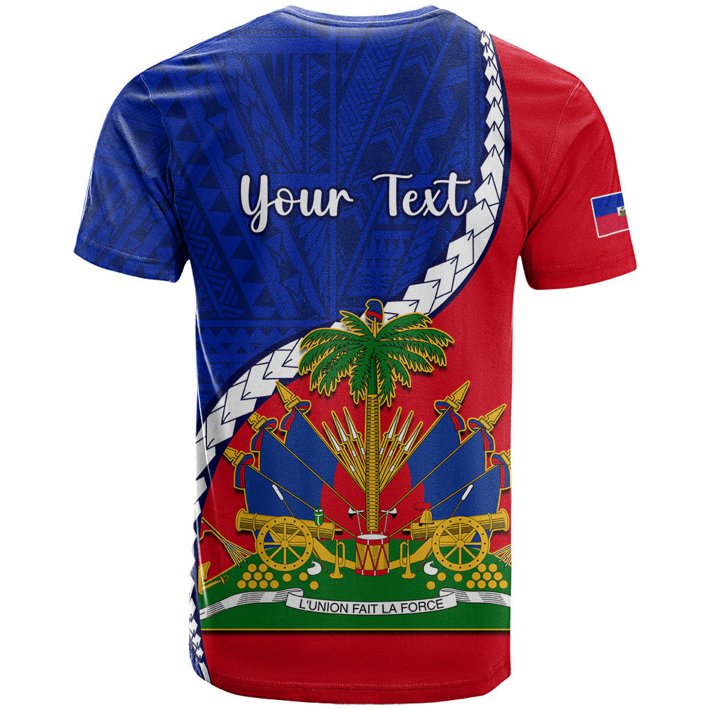 Personalised Haiti Independence Day T-Shirt Ayiti National Emblem With Polynesian Pattern Graphic Tee