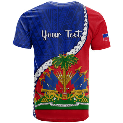 Personalised Haiti Independence Day T-Shirt Ayiti National Emblem With Polynesian Pattern Graphic Tee