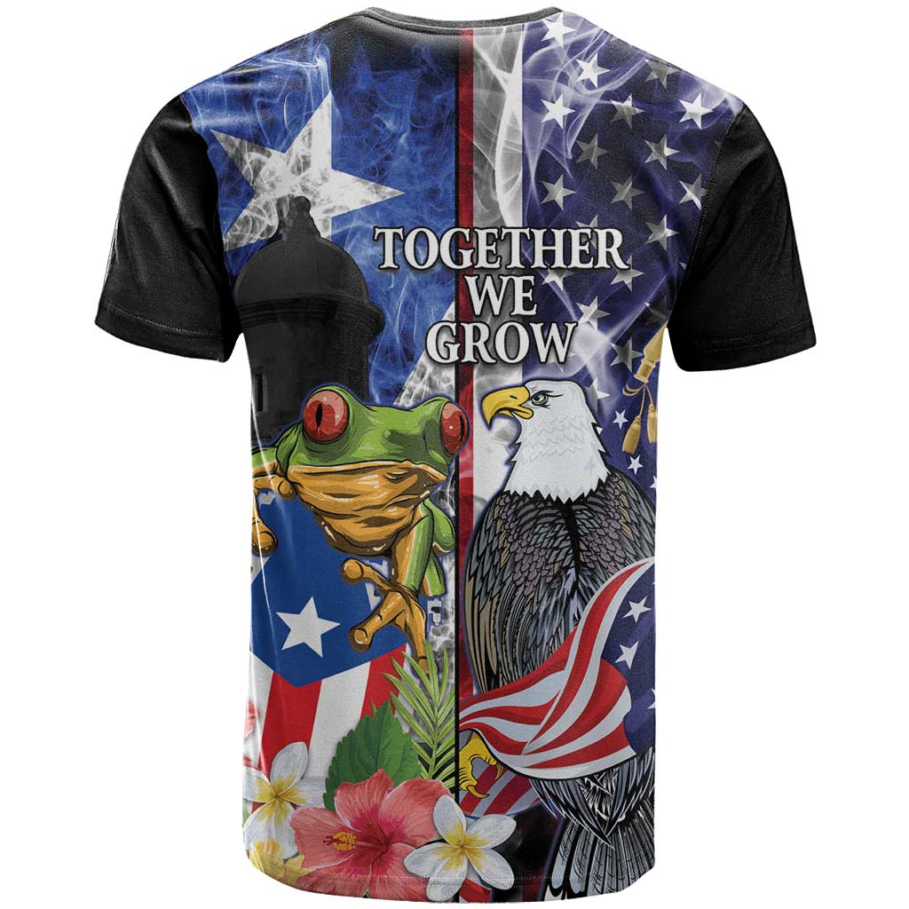 United States Puerto Rico T-Shirt USA Eagle Coqui Drum Tropical Flowers Graphic Tee