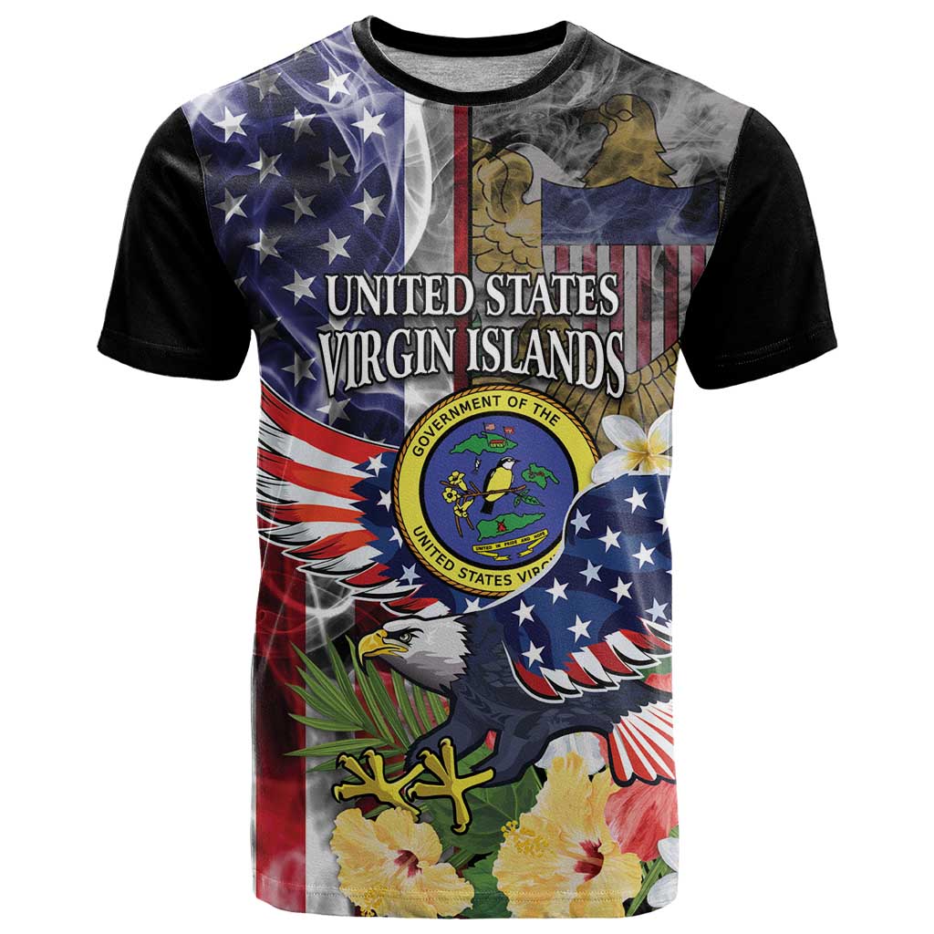 US Virgin Islands USA Half Flag T-Shirt Together We Grow Smoke Effect Graphic Tee