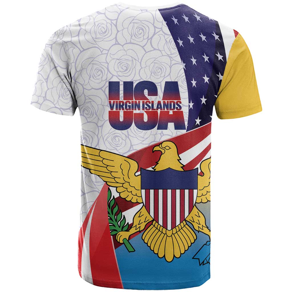 United States Virgin Islands T-Shirt USA Curve Flag With Yellow Eagle Graphic Tee