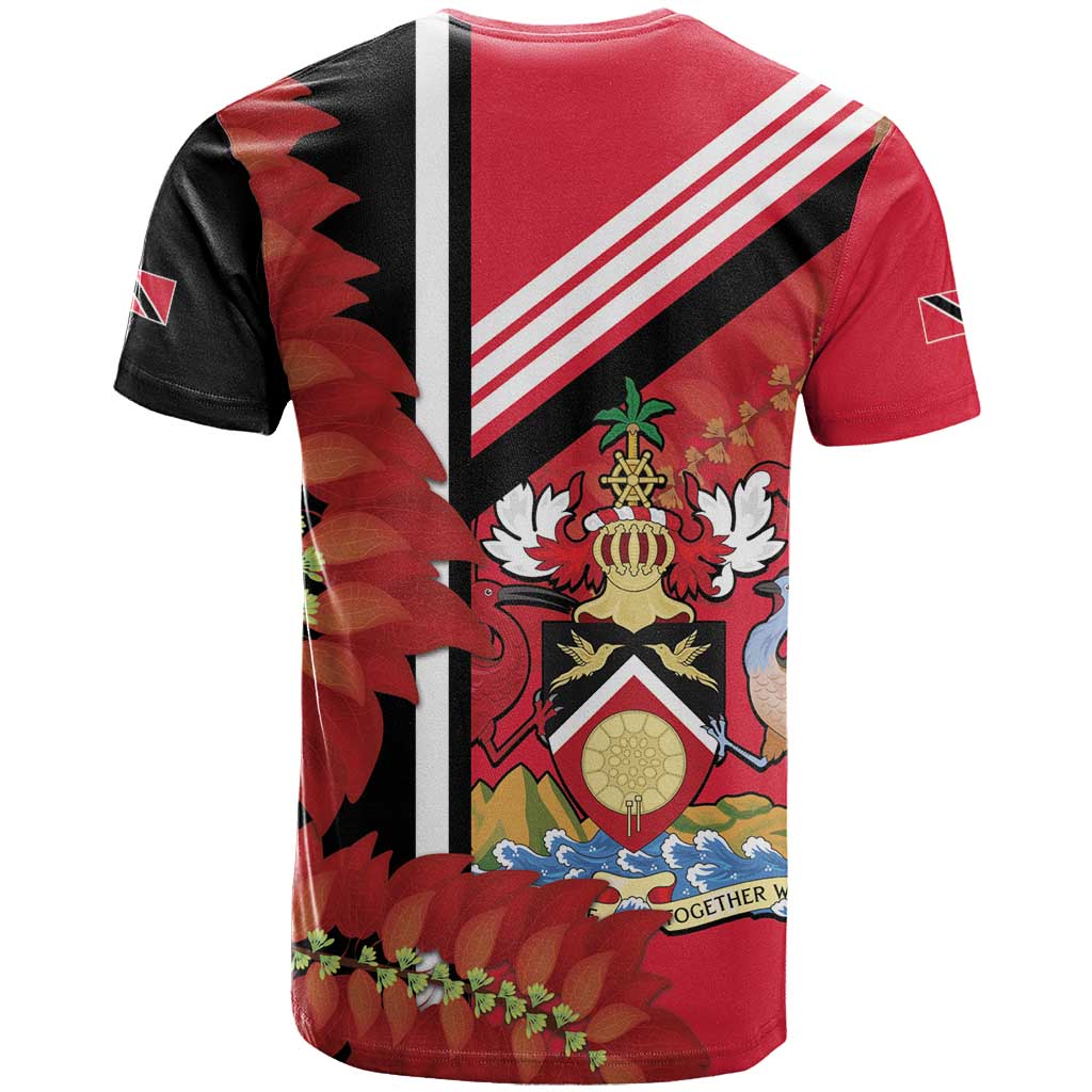 Trinidad and Tobago T-Shirt Coat Of Arms With Chaconia Flower Graphic Tee