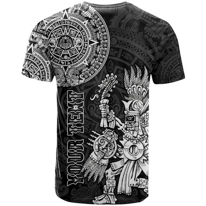 Custom Mexico Aztec T-Shirt El Calendario Maya Mix Huitzilopochtli Black Graphic Tee