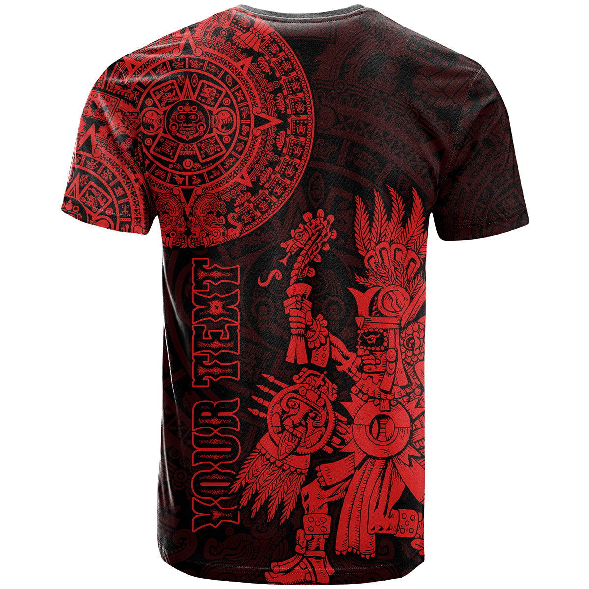 Custom Mexico Aztec T-Shirt El Calendario Maya Mix Huitzilopochtli Red Graphic Tee