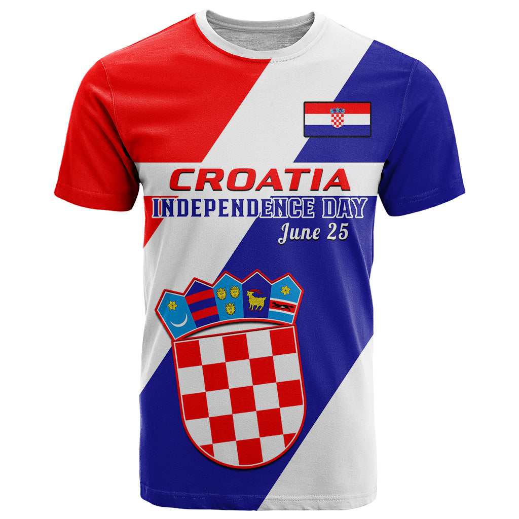 June 25 Croatia T-Shirt Independence Day Hrvatska Coat Of Arms 32nd Anniversary Graphic Tee