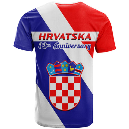 June 25 Croatia T-Shirt Independence Day Hrvatska Coat Of Arms 32nd Anniversary Graphic Tee