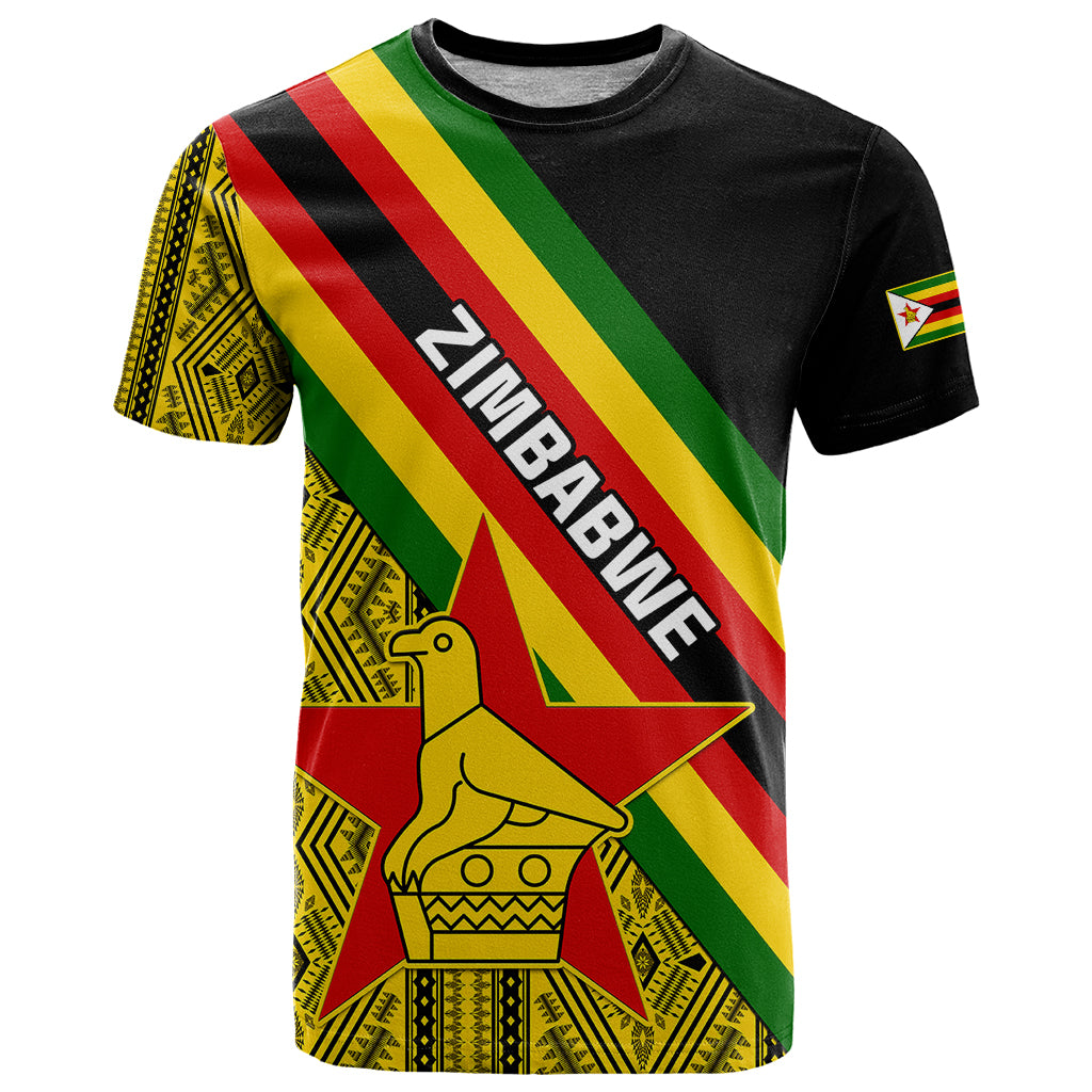 Zimbabwe T-Shirt African Pattern With Flag Style Graphic Tee