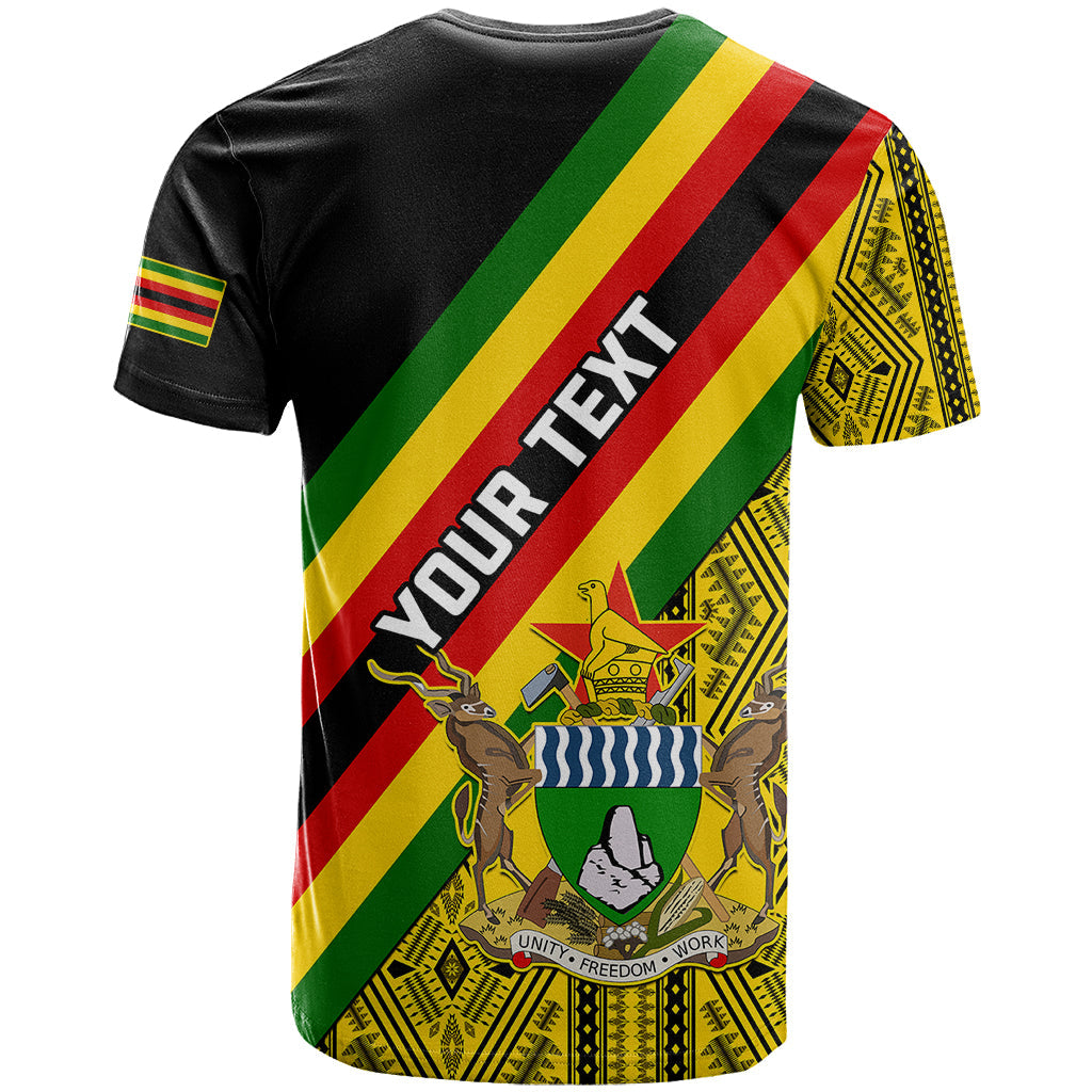 Personalised Zimbabwe T-Shirt African Pattern With Flag Style Graphic Tee