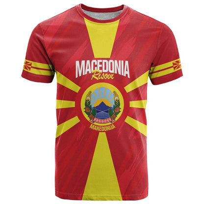 Custom Macedonia Football T-Shirt Risovi Napred Makedonija Graphic Tee