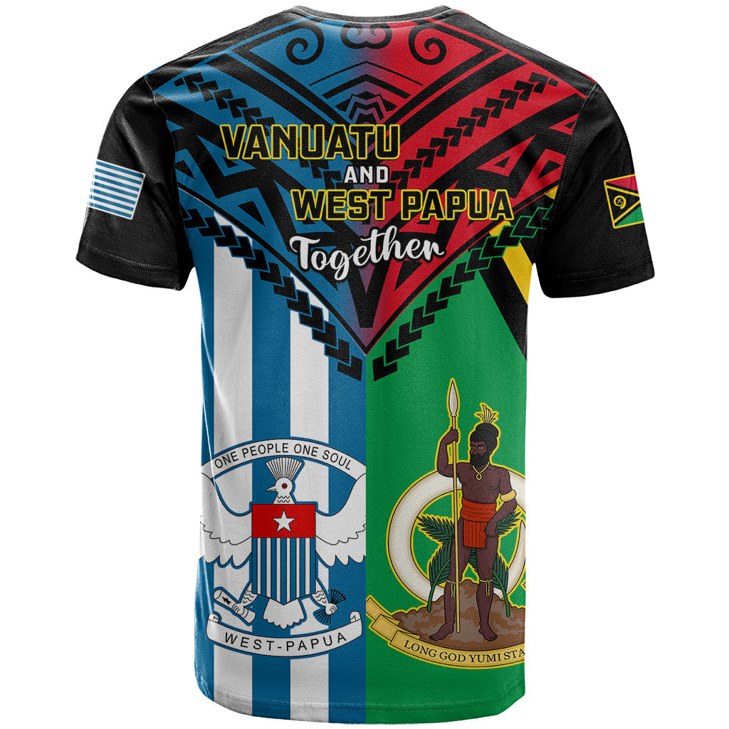 Vanuatu And West Papua T-Shirt Coat Of Arms Mix Flag Style Graphic Tee