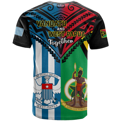 Vanuatu And West Papua T-Shirt Coat Of Arms Mix Flag Style Graphic Tee