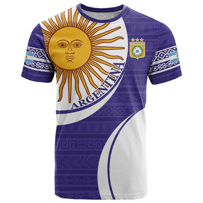 Custom Argentina Football T-Shirt Vamos La Albiceleste - Purple Version Graphic Tee