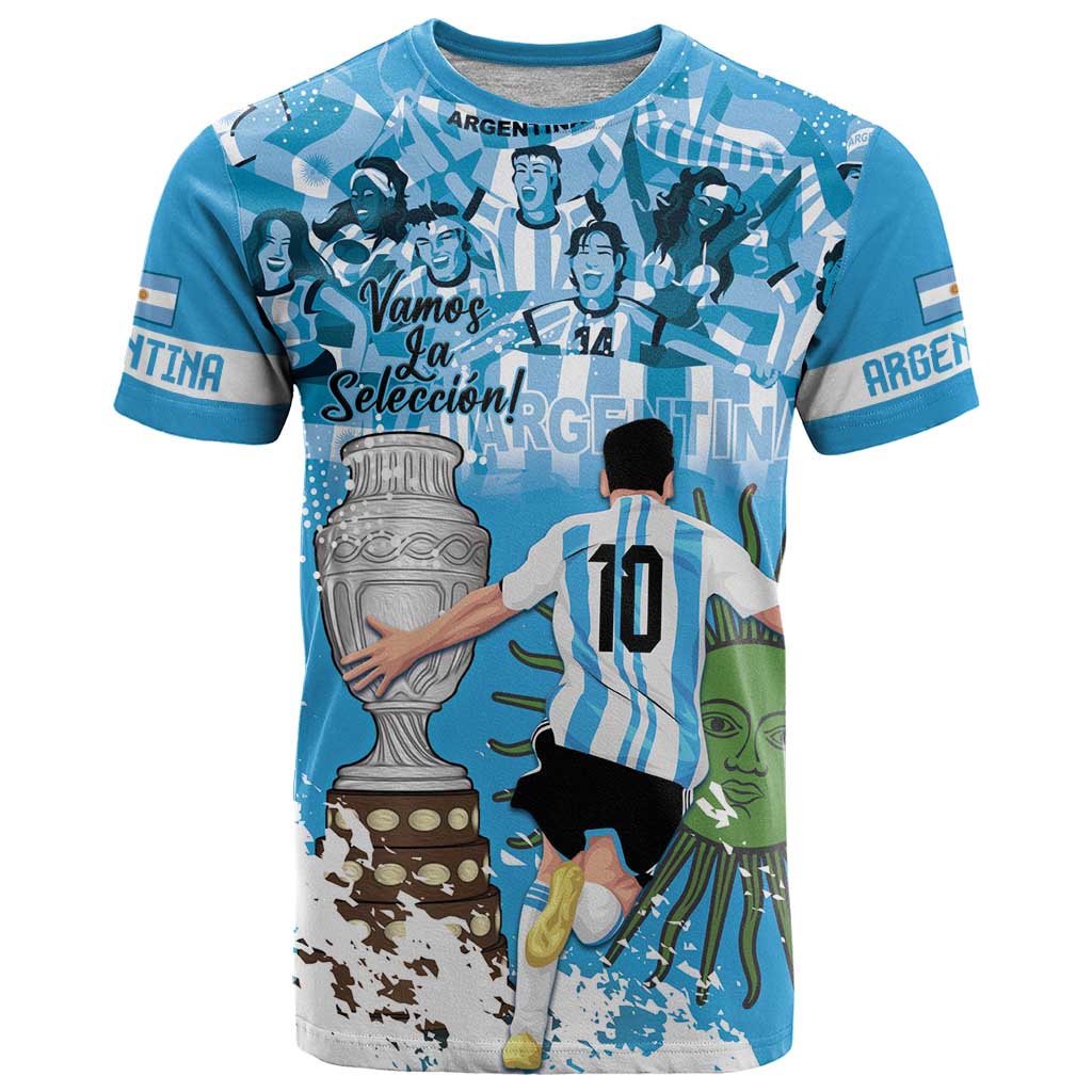 Custom Argentina Football 2024 T-Shirt Vamos La Seleccion We Are The Champions Graphic Tee