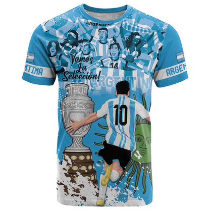 Custom Argentina Football 2024 T-Shirt Vamos La Seleccion We Are The Champions Graphic Tee