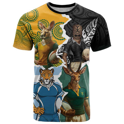 Personalised Rugby 2025 Championship T-Shirt Southern Hemisphere Countries Mascots Graphic Tee